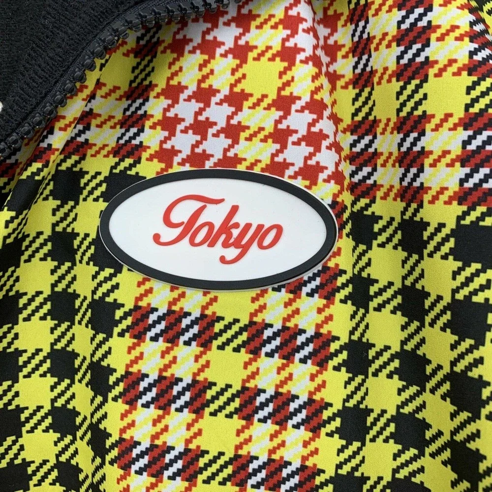 Forever 21 Cropped Jacket S Houndstooth Tokyo Patch Y2K Streetwear Harajuku Punk